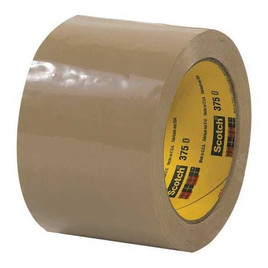 3M™ 375 Carton Sealing Tape, 3.1 Mil, 3" x 55 yds., Tan, 6/Case