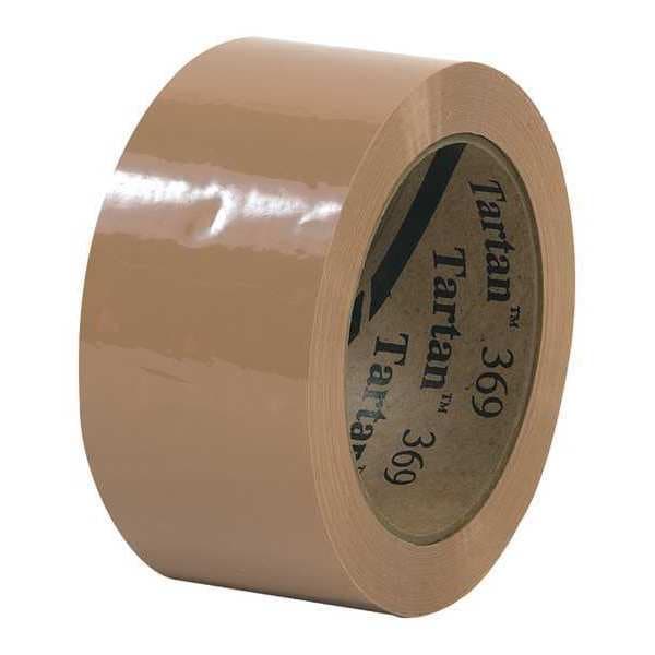 3M™ 369 Carton Sealing Tape, 1.6 Mil, 2" x 110 yds., Tan, 36/Case