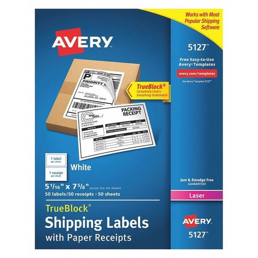 5-1/6" x 7-5/8" Shipping Labels with Paper Receipts, Pk100