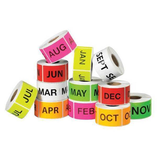 Tape Logic® Easy Order Packs, Months Of The Year, 2" x 3", Assorted Colors, 12/Case