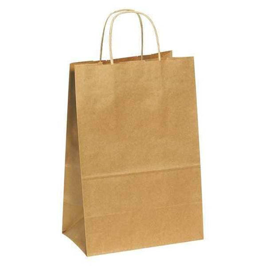 Paper Shopping Bags, 10" x 5" x 13", Kraft, 250/Case