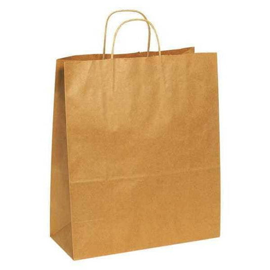 Paper Shopping Bags, 13" x 6" x 15 3/4", Kraft, 250/Case