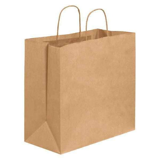 Paper Shopping Bags, 13" x 7" x 13", Kraft, 250/Case