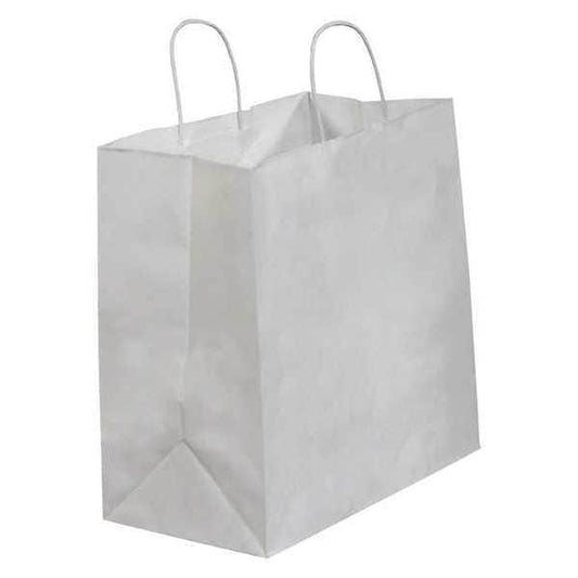 Paper Shopping Bags, 13" x 7" x 13", White, 250/Case