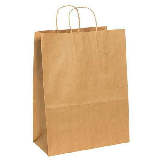 Paper Shopping Bags, 13" x 7" x 17", Kraft, 250/Case