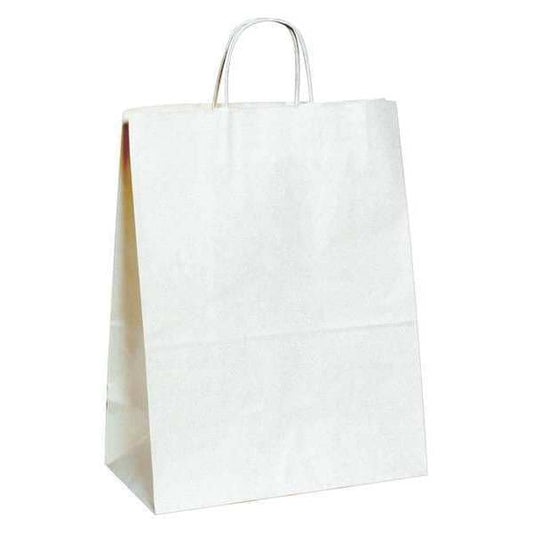 Paper Shopping Bags, 13" x 7" x 17", White, 250/Case