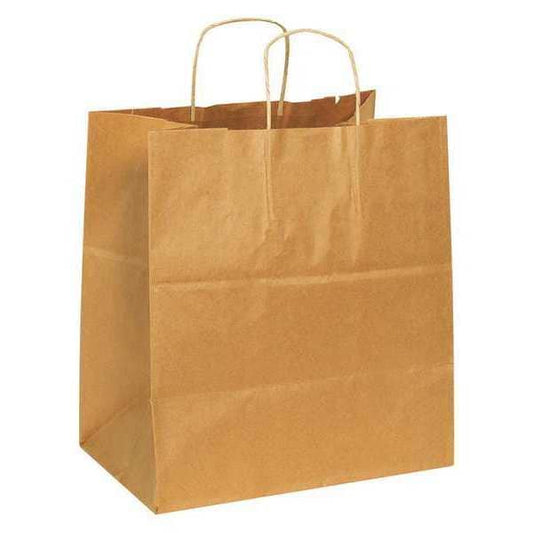 Paper Shopping Bags, 14" x 10" x 16 1/4", Kraft, 200/Case