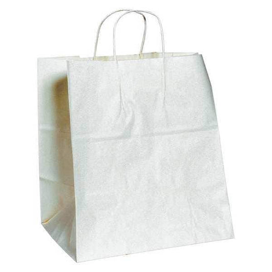 Paper Shopping Bags, 14" x 10" x 16 1/4", White, 200/Case