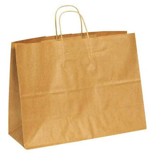 Paper Shopping Bags, 16" x 6" x 12", Kraft, 250/Case