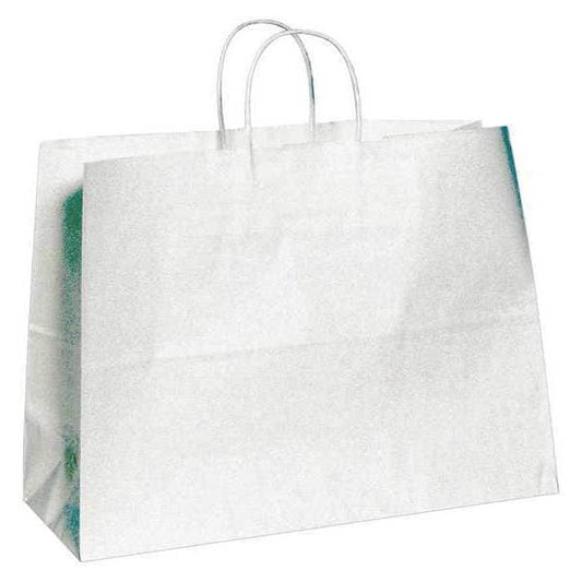 Paper Shopping Bags, 16" x 6" x 12", White, 250/Case