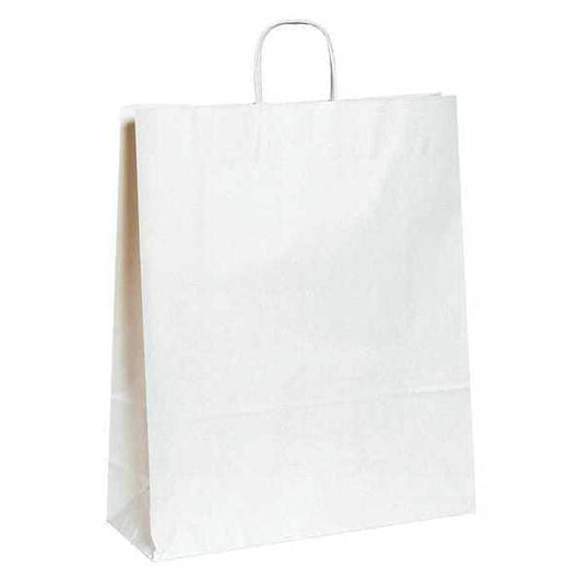 Paper Shopping Bags, 16" x 6" x 19 1/4", White, 200/Case