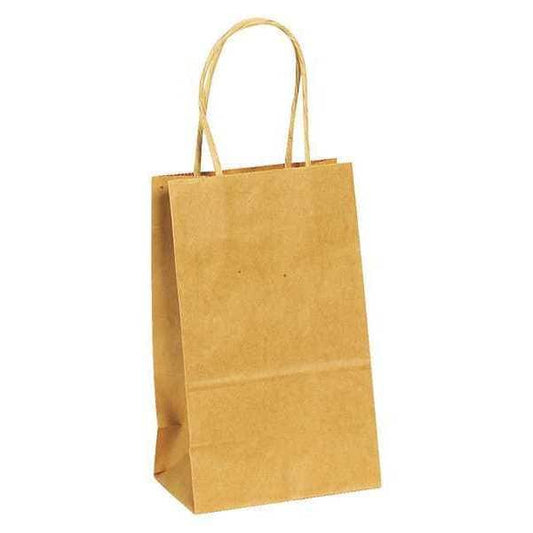 Paper Shopping Bags, 5 1/2" x 3 1/4" x 8 3/8", Kraft, 250/Case