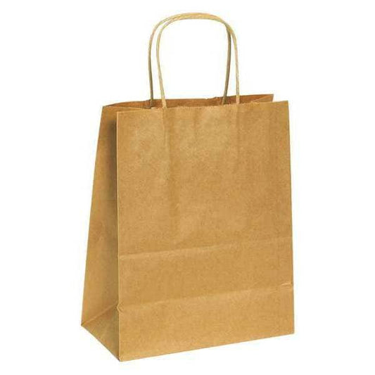 Paper Shopping Bags, 8" x 4 1/2" x 10 1/4", Kraft, 250/Case