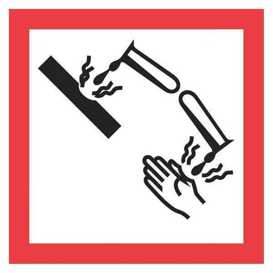 Tape Logic® Pictogram Labels, "Corrosion, 2" x 2", Red/White/Black, 500/Roll