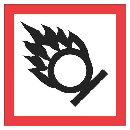 Tape Logic® Pictogram Labels, "Flame Over Circle, 2" x 2", Red/White/Black, 500/Roll