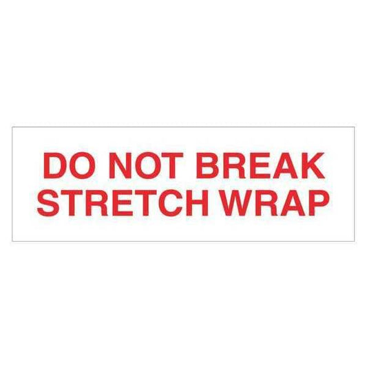 Tape Logic® Pre-Printed Carton Sealing Tape, "Do Not Break Stretch Wrap", 2.2 Mil, 3" x 110 yds., Red/White, 24/Case