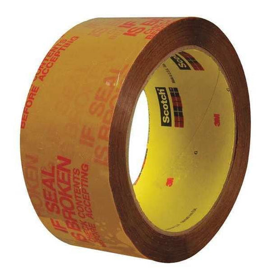 3M™ 3732 Pre-Printed Carton Sealing Tape, 2.5 Mil, 2" x 55 yds., Tan/Red, 6/Case