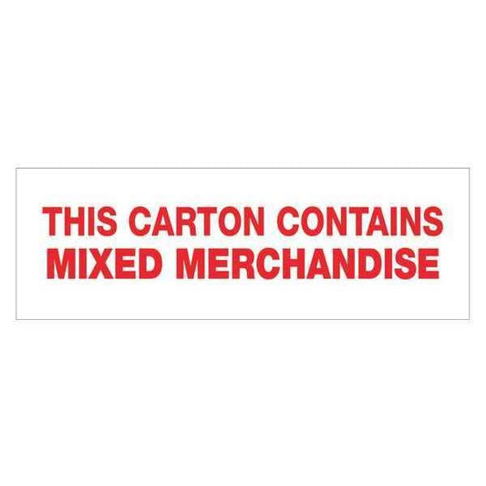Tape Logic® Pre-Printed Carton Sealing Tape, "Mixed Merchandise", 2.2 Mil, 2" x 110 yds., Red/White, 36/Case