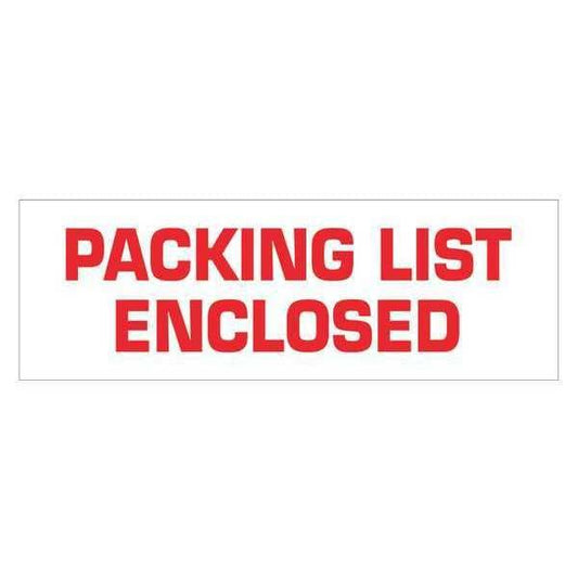Tape Logic® Pre-Printed Carton Sealing Tape, "Packing List Enclosed", 2.2 Mil, 2" x 110 yds., Red/White, 18/Case