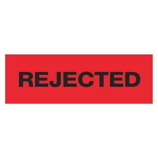 Tape Logic® Pre-Printed Carton Sealing Tape, "Rejected", 2.2 Mil, 2" x 55 yds., Black/Red, 6/Case