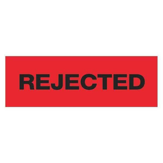 Tape Logic® Pre-Printed Carton Sealing Tape, "Rejected", 2.2 Mil, 2" x 55 yds., Black/Red, 36/Case