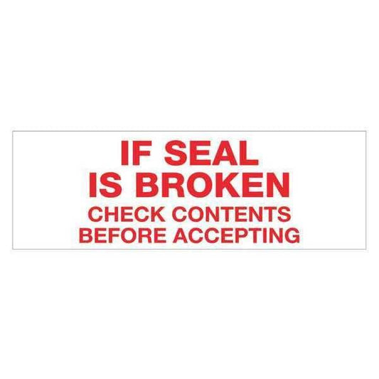 Tape Logic® Pre-Printed Carton Sealing Tape, "If Seal Is Broken...", 2.2 Mil, 2" x 110 yds., Red/White, 6/Case
