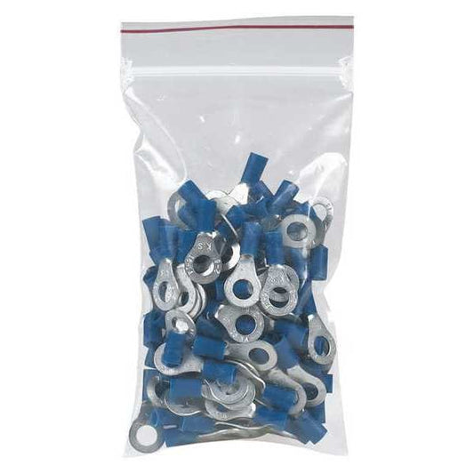 Reclosable Poly Bag, 8" L, 6" W, 6 mil Thick