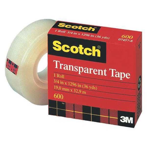 Scotch® 600 MultiTask Tape, 2.3 Mil, 3/4" x 36 yds., Transparent, 12/Case