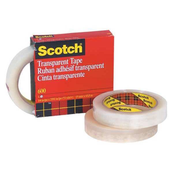 Scotch® 600 MultiTask Tape, 2.3 Mil, 1/2" x 72 yds., Transparent, 12/Case