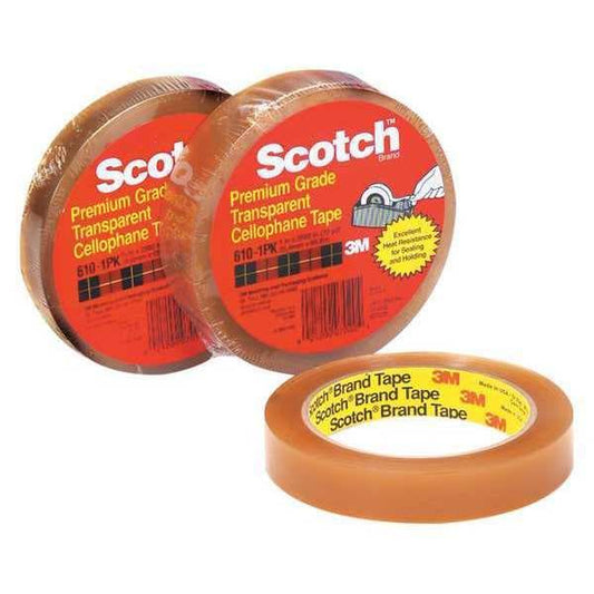 Scotch® 610 Cellophane Tape, 2.3 Mil, 3/4" x 72 yds., Transparent, 12/Case