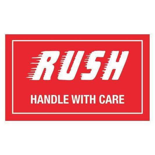 Tape Logic® Shipping Label, Rush Handle with Care, 3" x 5", Red/White, 500/Roll