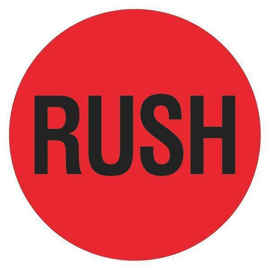 Tape Logic® Shipping Label, Rush, 2" x 2", Red/Black, 500/Roll