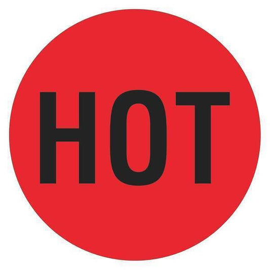 Tape Logic® Shipping Label, HOT, 2" x 2", Red/Black, 500/Roll