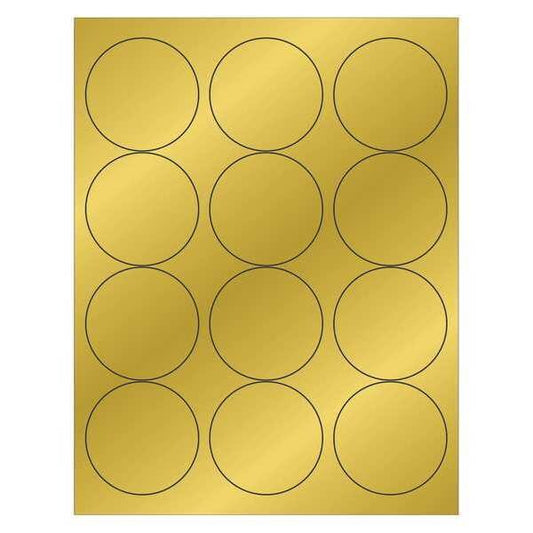 Tape Logic® Foil Circle Laser Labels, 2 1/2", Gold, 1200/Case