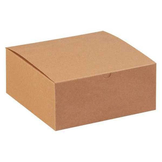 Gift Boxes, 8" x 8" x 3 1/2", Kraft, 100/Case