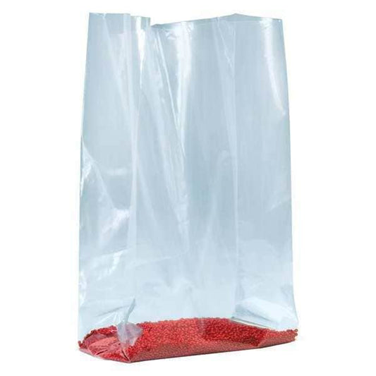 Gusseted Poly Bags, 4" x 2" x 12", 1.5 mil, Clear, 1000 PK