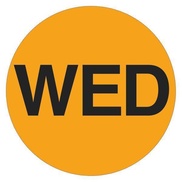 Tape Logic® Inventory Circle Labels, Days of the Week, "WED", 1", Fluorescent Orange, 500/Roll