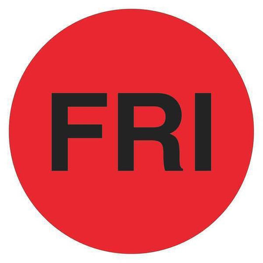 Tape Logic® Inventory Circle Labels, Days of the Week, "FRI", 1", Fluorescent Red, 500/Roll