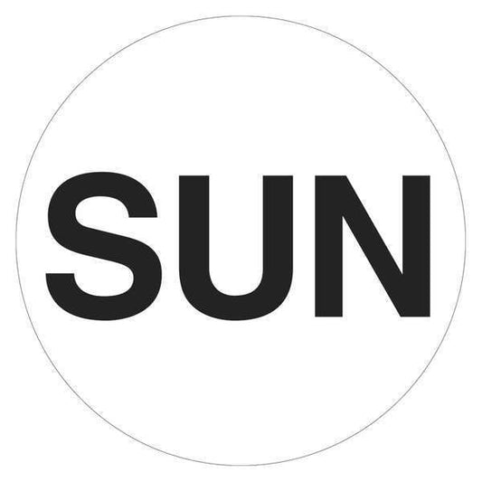 Tape Logic® Inventory Circle Labels, Days of the Week, "SUN", 1", White, 500/Roll