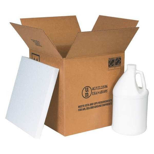 Plastic Jug Shipper Kit, 4 - 1 Gallon, 12 1/4" x 12 1/4" x 12 3/4", Kraft, 1/Each