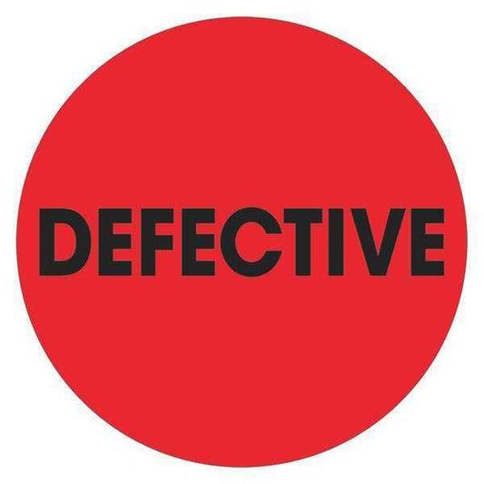 Tape Logic® Labels, "Defective", 2" Circle, Fluorescent Red, 500/Roll