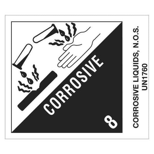 Tape Logic® Labels, "Corrosive Liquids, N.O.S.", 4" x 4 3/4", Black/White, 500/Roll