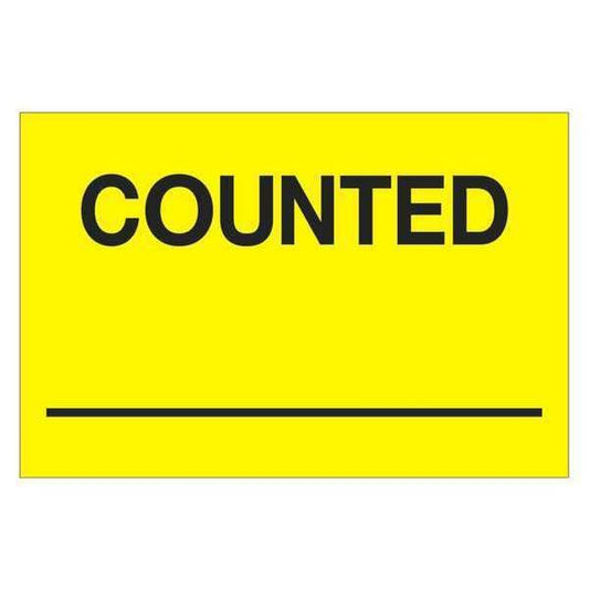 Tape Logic® Labels, "Counted ___", 2" x 3", Fluorescent Yellow, 500/Roll