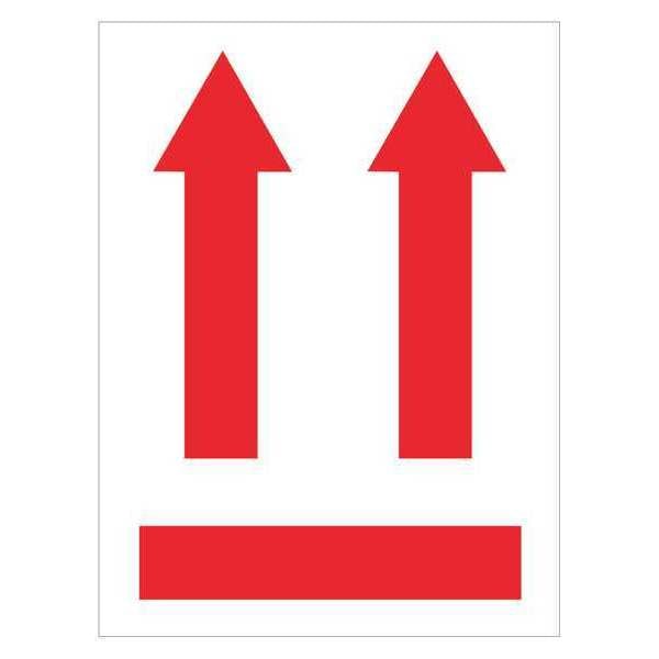 Tape Logic® Labels, (two up arrows over black bar), 3" x 4", Red/White, 500/Roll