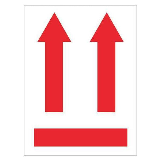 Tape Logic® Labels, (two up arrows over black bar), 3" x 4", Red/White, 500/Roll
