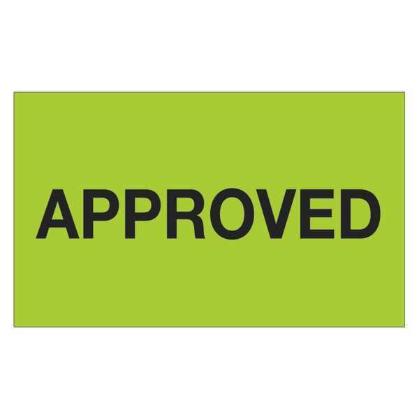 Tape Logic® Labels, "Approved", 3" x 5", Fluorescent Green, 500/Roll