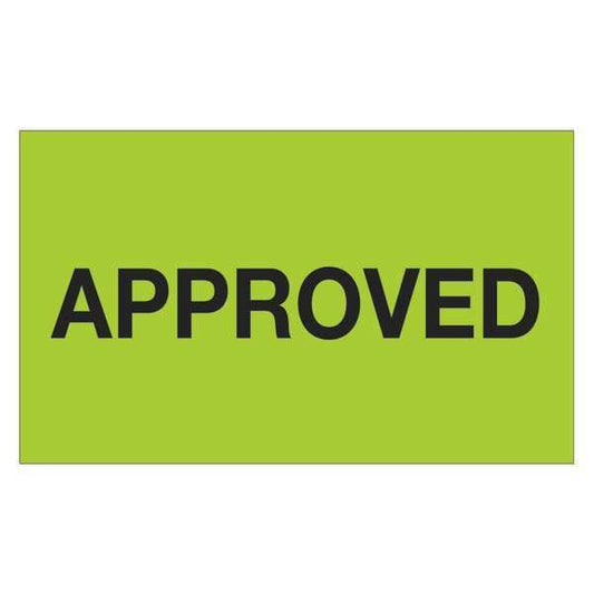 Tape Logic® Labels, "Approved", 3" x 5", Fluorescent Green, 500/Roll