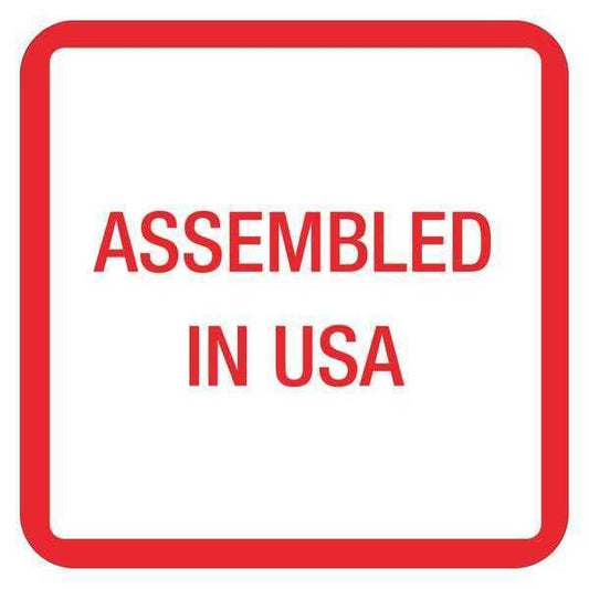 Tape Logic® Labels, "Assembled in U.S.A.", 1" x 1", Red/White/Blue, 500/Roll