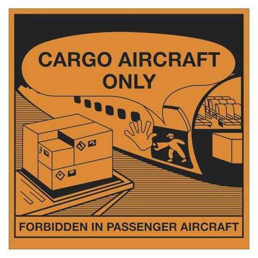 Tape Logic® Labels, "Cargo Aircraft Only", 4 1/4" x 4 1/4", Orange/Black, 500/Roll