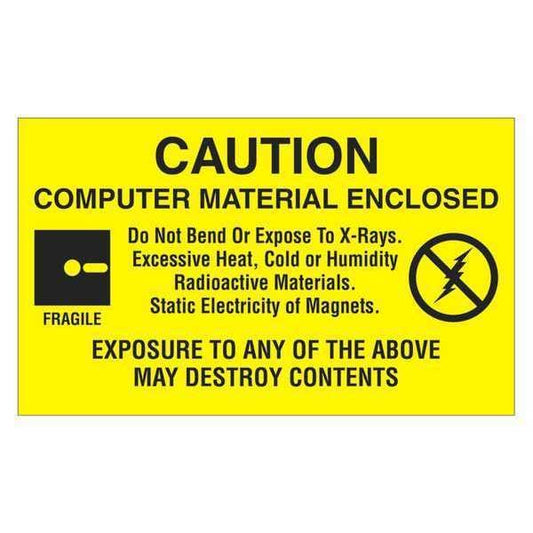 Tape Logic® Labels, "Computer Material Enclosed", 3" x 5", Black/Yellow, 500/Roll